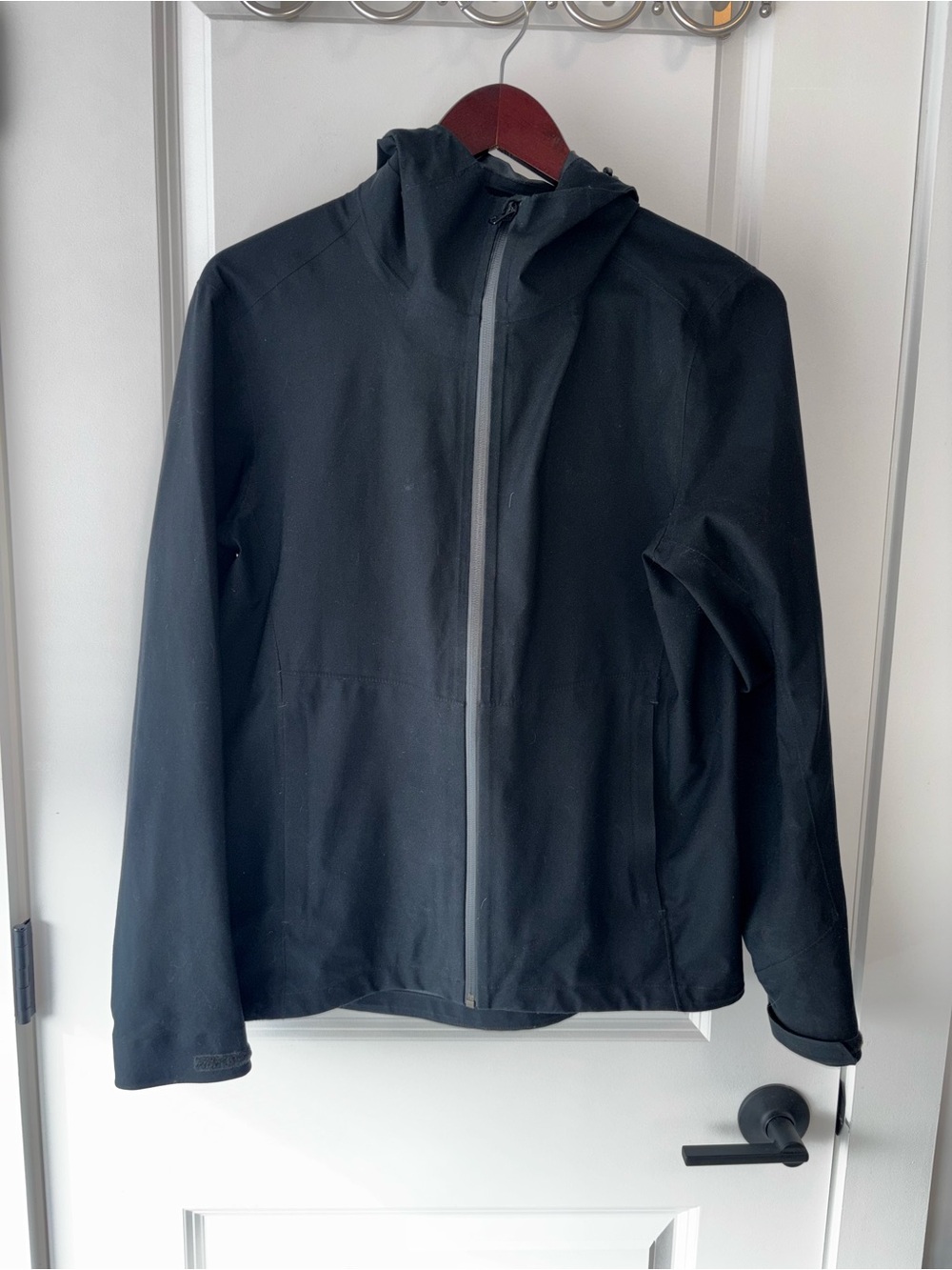 Uniqlo Black Hooded Raincoat with Contrast Zip